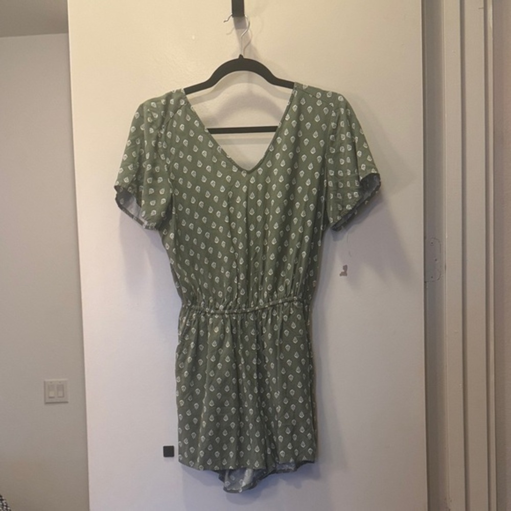 Old Navy Green Floral Print Romper